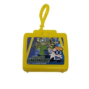 Vintage 1999 Flix Dexter's Laboratory Mini Lunchbox Keychain Plastic Yellow 2.5"